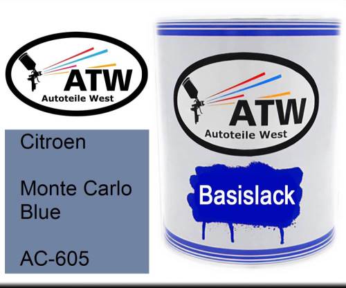 Citroen, Monte Carlo Blue, AC-605: 1L Lackdose, von ATW Autoteile West.